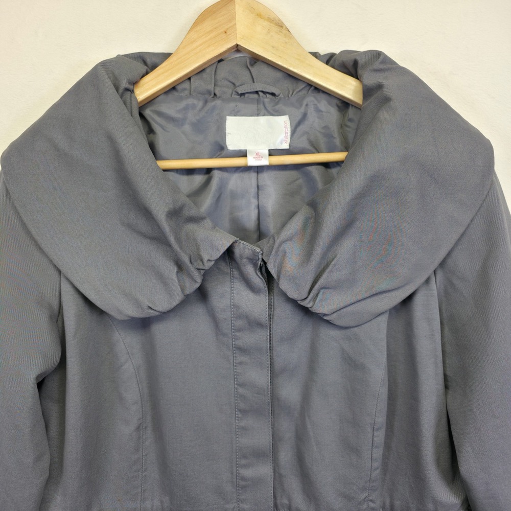 Xhilaration Coat Women XL Gray Peter Pan Tier Minimalist Classic Longline Jacket - Picture 12 of 16